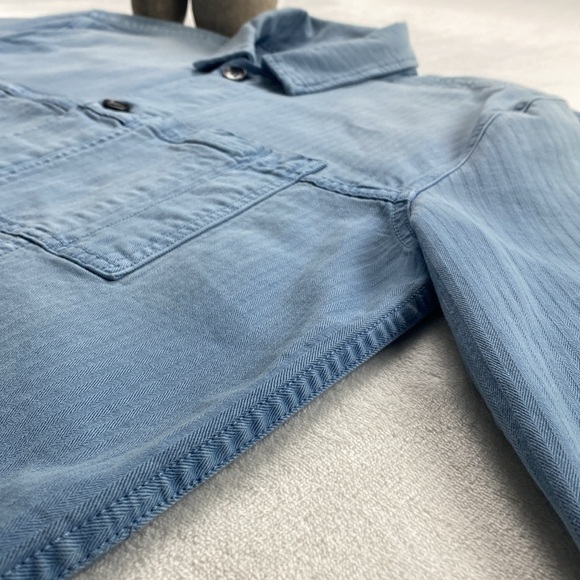 BLDWN Druid Woven Striped Collared Long Sleeve Button Up Jacket (Vintage Indigo) - Picture 5 of 16